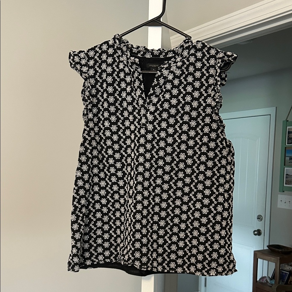 Black and White Floral Blouse